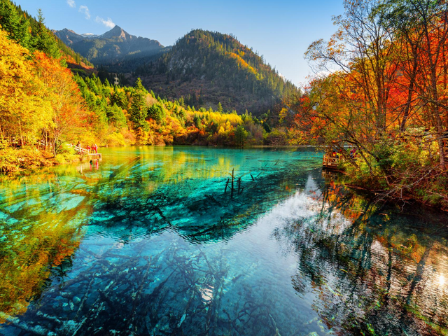Jiuzhaigou Nationalpark, China Rundriese