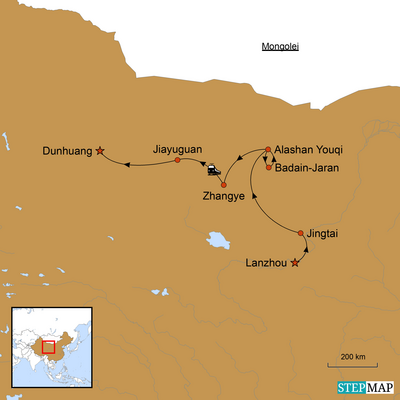 Reiseverlauf Naturreise entlang der Seidenstrasse, China Seidenstrasse Reise