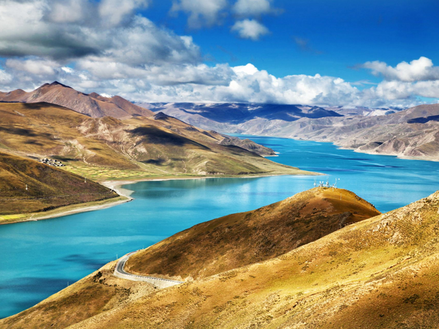 türkiser Yamdrok See, Tibet Nepal Reise, China