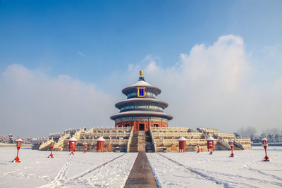 Himmelstempel in Peking im Winter, China Winterreise