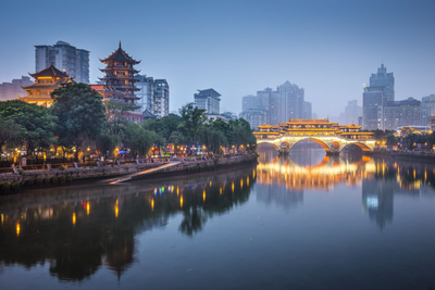 Anshun Brücke, Chengdu, China, Tibet Reise