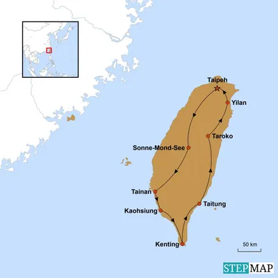 Karte, Die schöne Insel Taiwan, Taiwan Reise