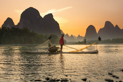 Fischer am Li-Fluss, Yangshou, China Reisen