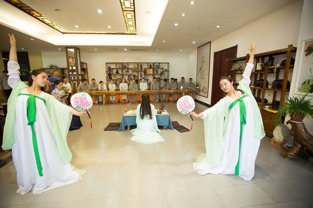 Teezeremonie, Zhao Jian Shan Ju Hotel, Shaolin, China Rundreise
