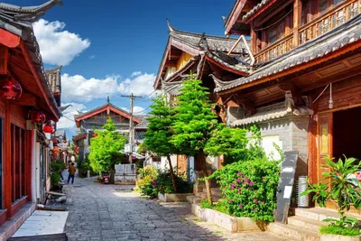 Malerische Altstadt von Lijiang, China Golf Reise, Kultur