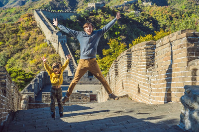Große Mauer bei Peking, China Familienreise